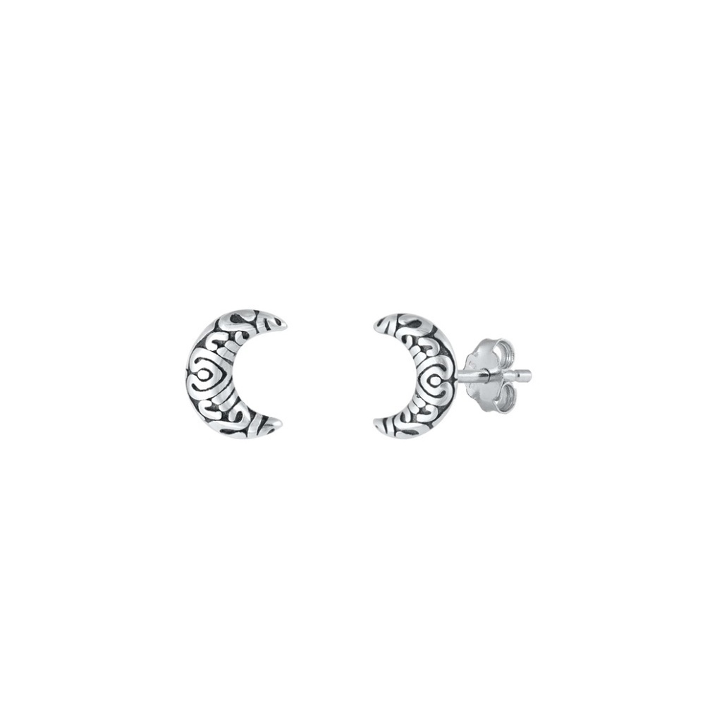Sterling Silver Moon Stud Earrings – 7.9 mm
